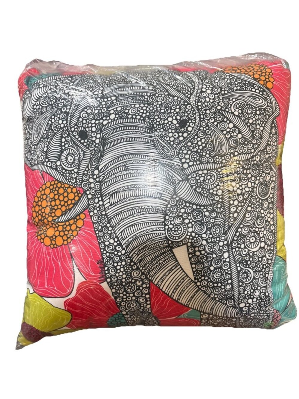 Deny Designs Valentina Boho Square Elephant 15” X 15” Multicolor Pillow